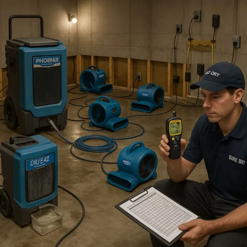 Structural Drying and Dehumidification process in Estell Manor, NJ